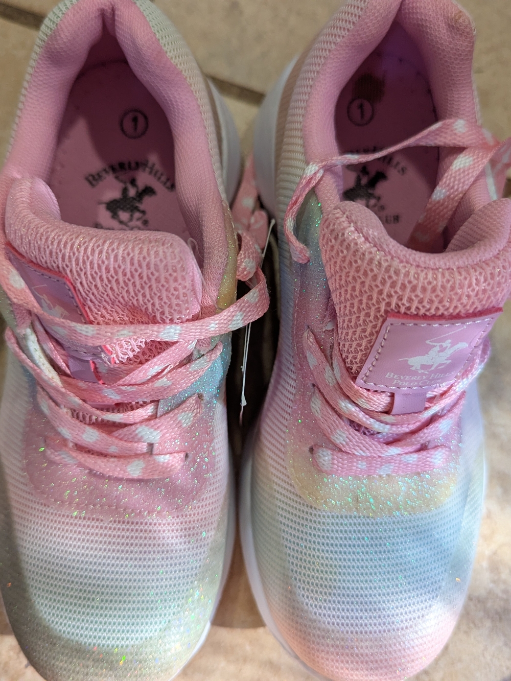Beverly Hills Polo Club Kids' Pink Pastel Glitter Lace-Up Sneakers